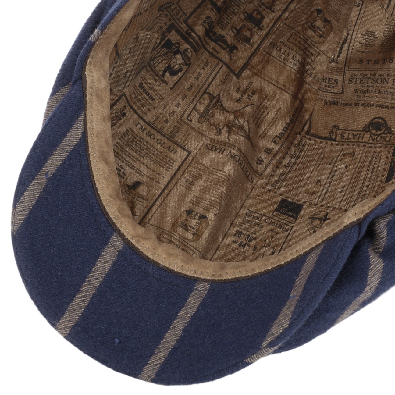 Contrast Stripes Wool Flat Cap - JJ Hat Center ®