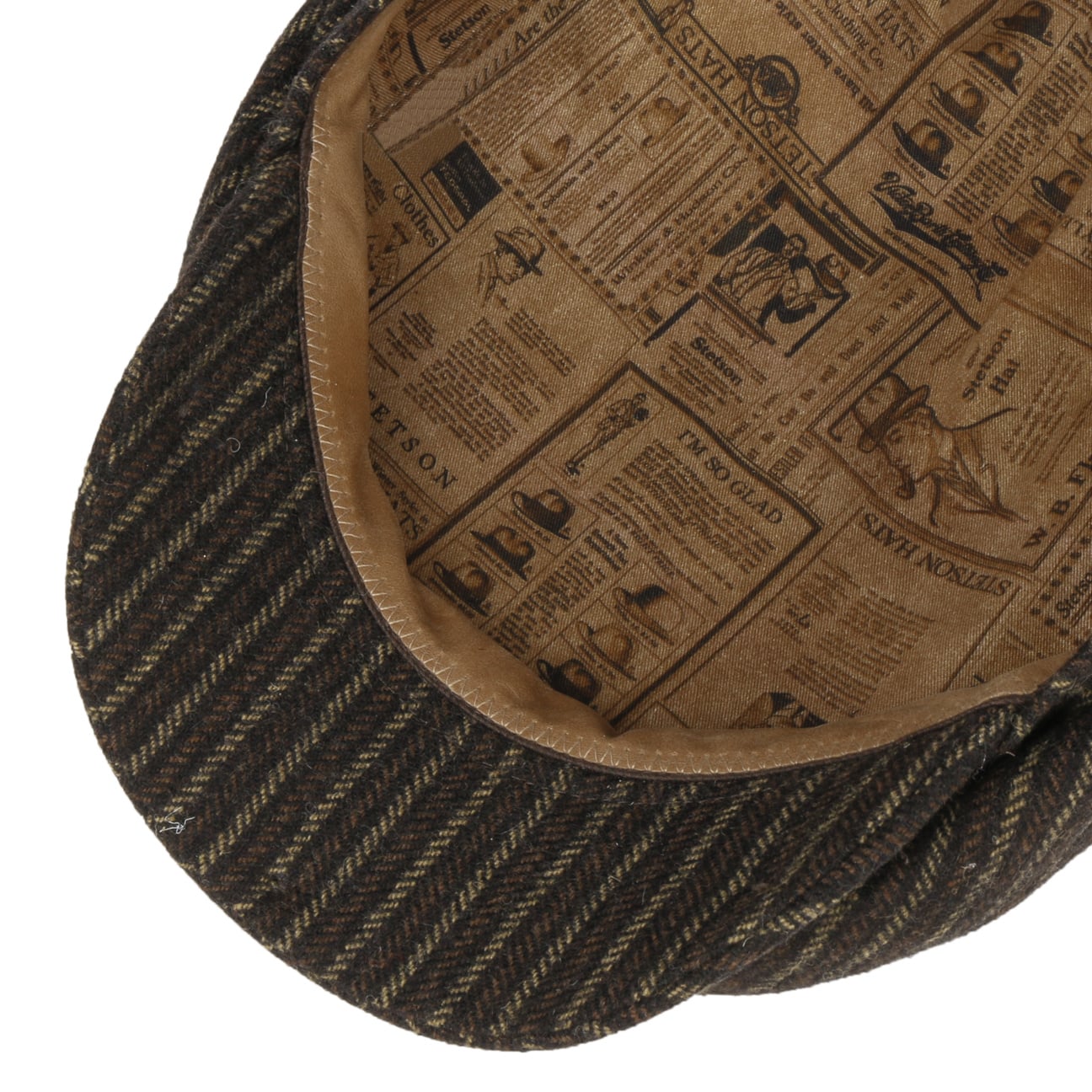 Woolen Stripe Driver Flat Cap - JJ Hat Center ®