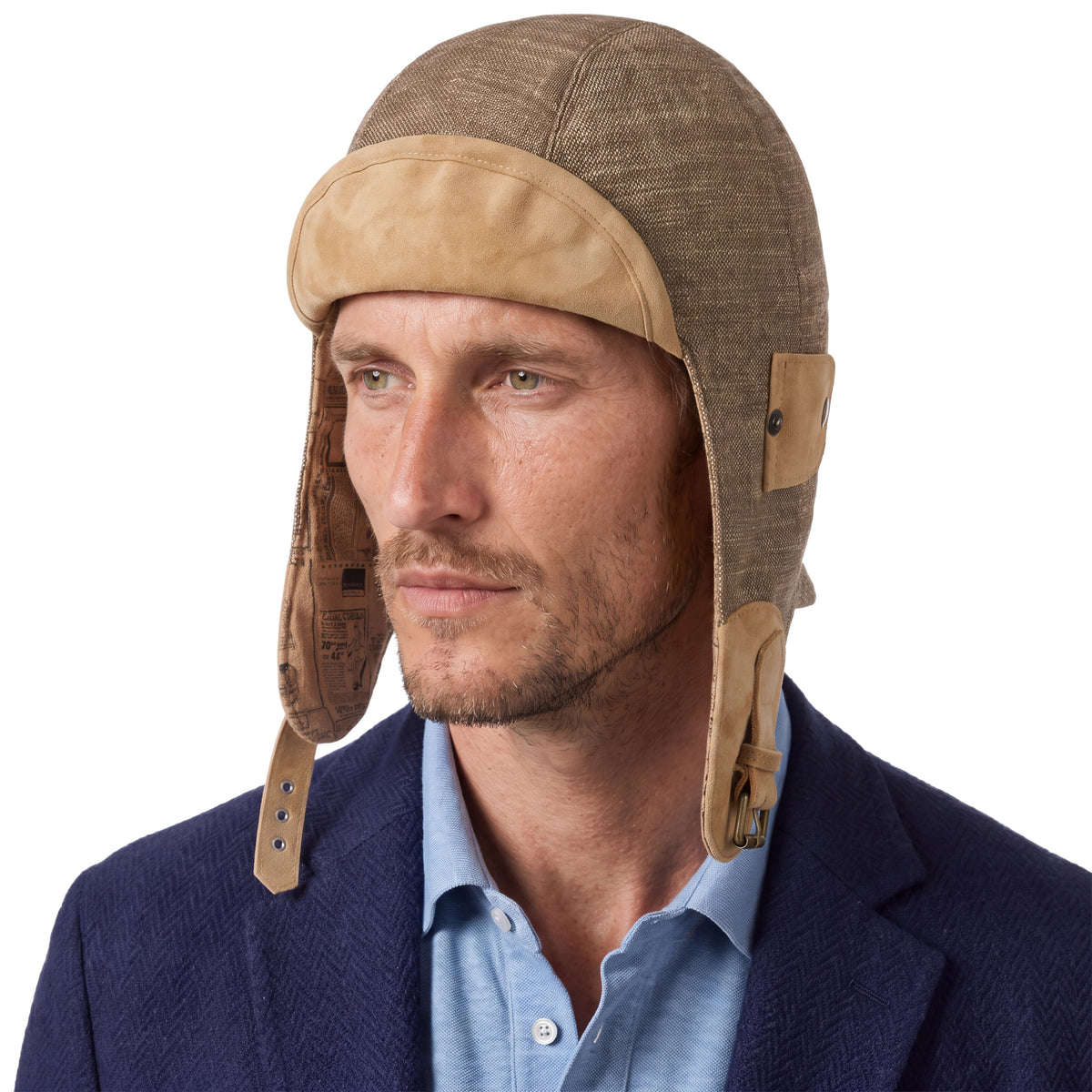 Convertible Herringbone Aviator Hat