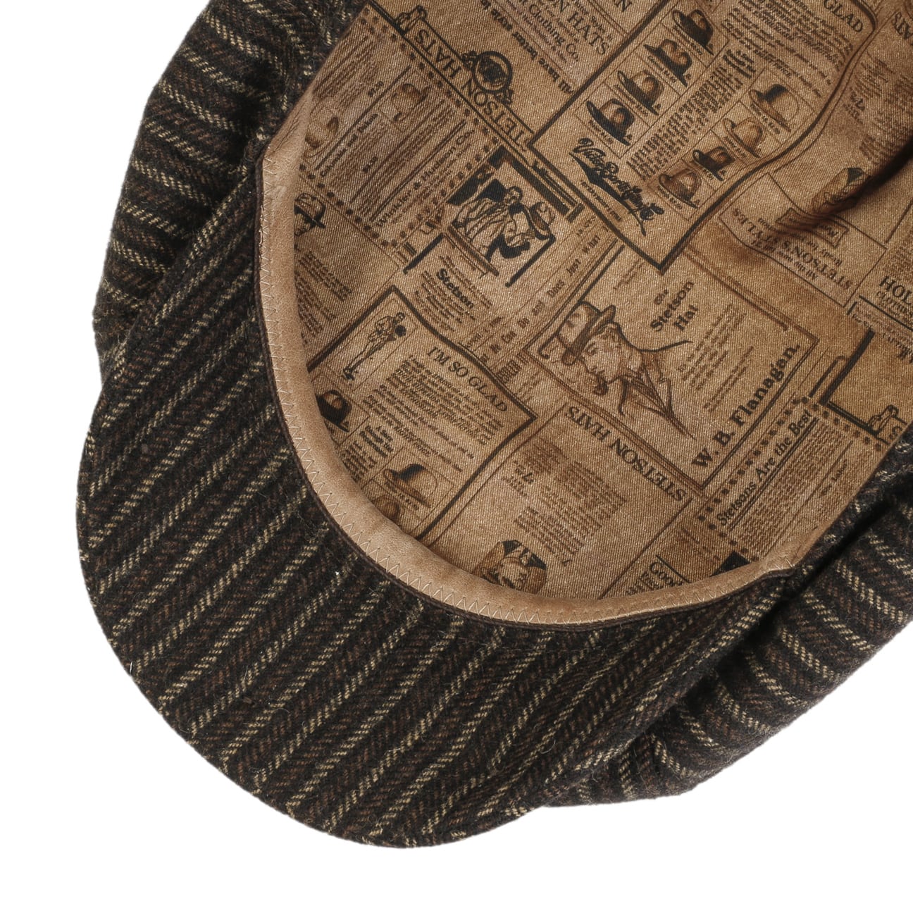 8 Panel Woolen Stripe Flat Cap - JJ Hat Center ®