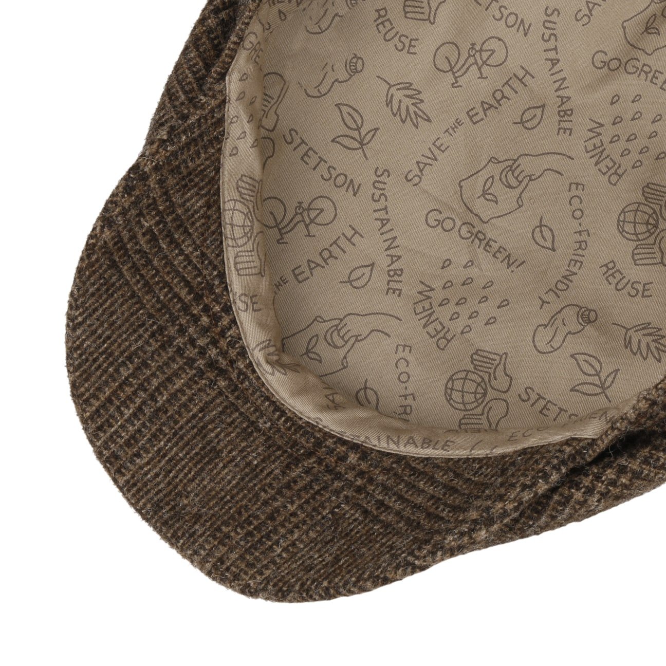 Sustainable Glencheck Driver Flat Cap by Stetson - JJ Hat Center ®