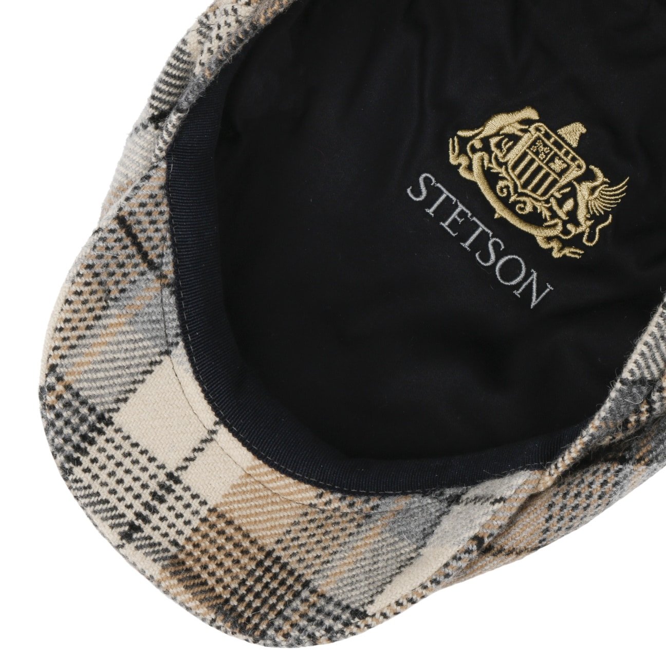 Alpaca Wool Check Driver Flat Cap by Stetson - JJ Hat Center ®