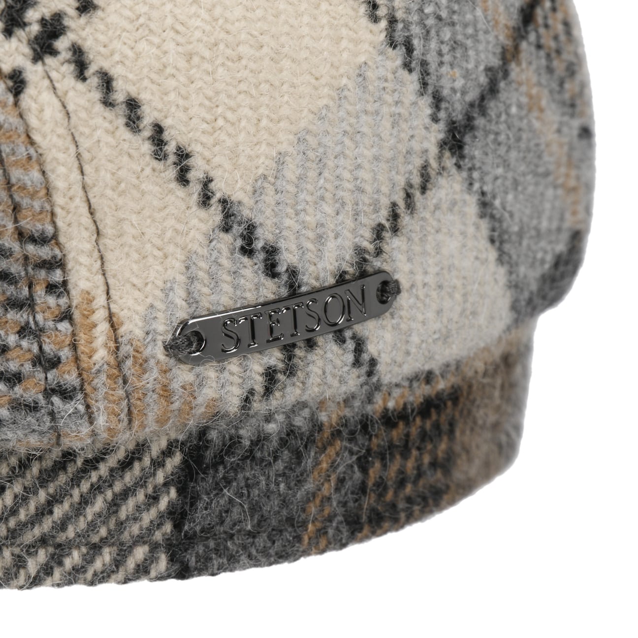 Alpaca Wool Check Driver Flat Cap by Stetson - JJ Hat Center ®