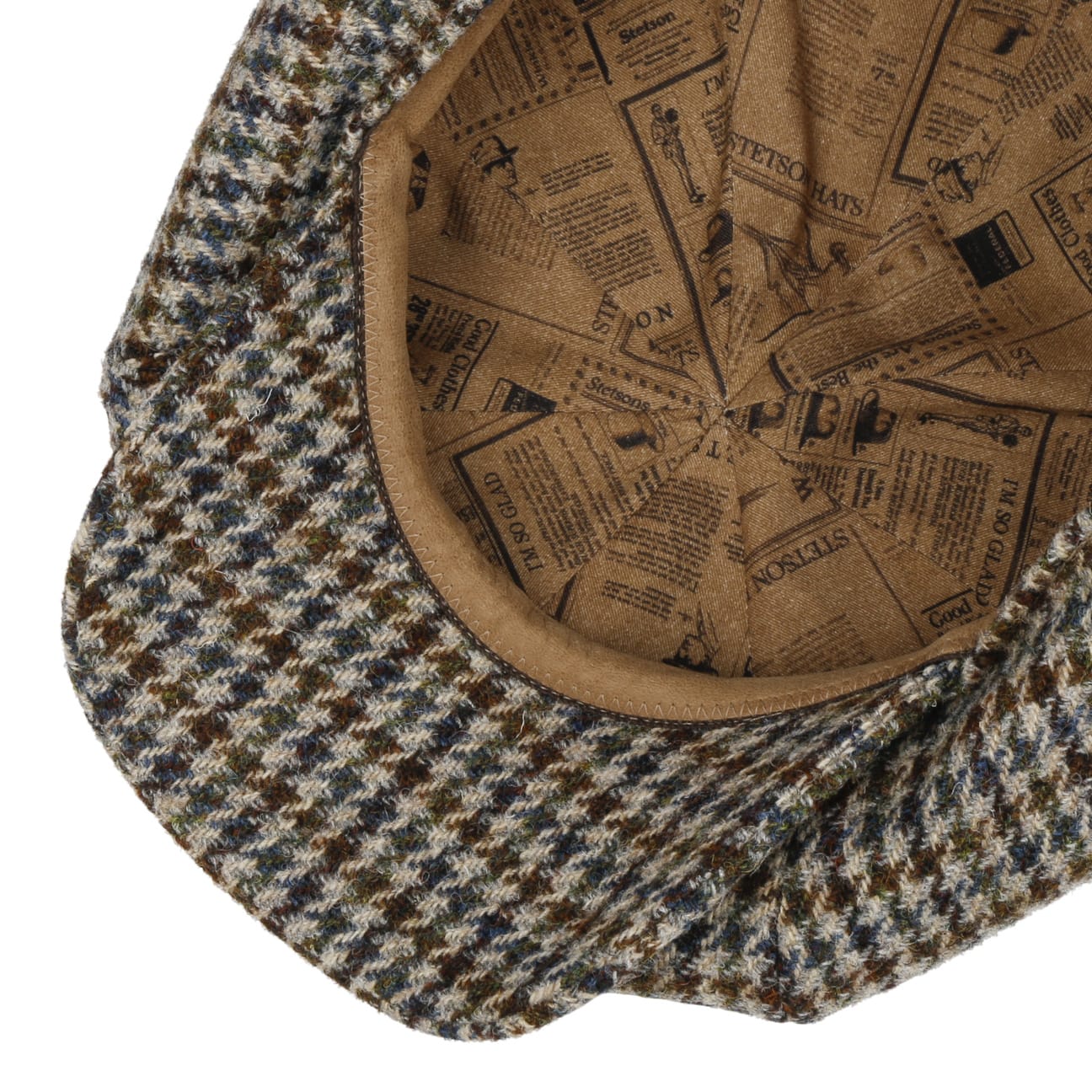 Harris Tweed Houndstooth News Boy Cap