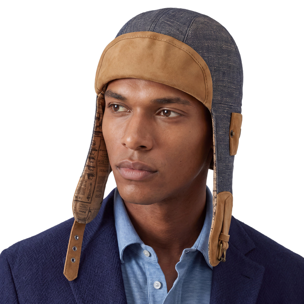 Convertible Herringbone Aviator Hat