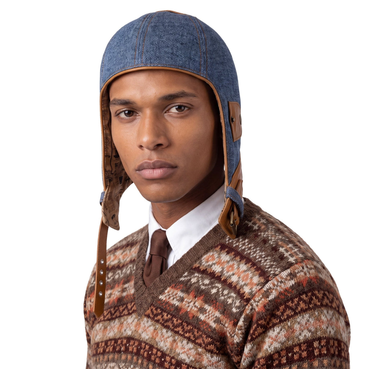 Linen Aviator Helmet with Leather - JJ Hat Center ®
