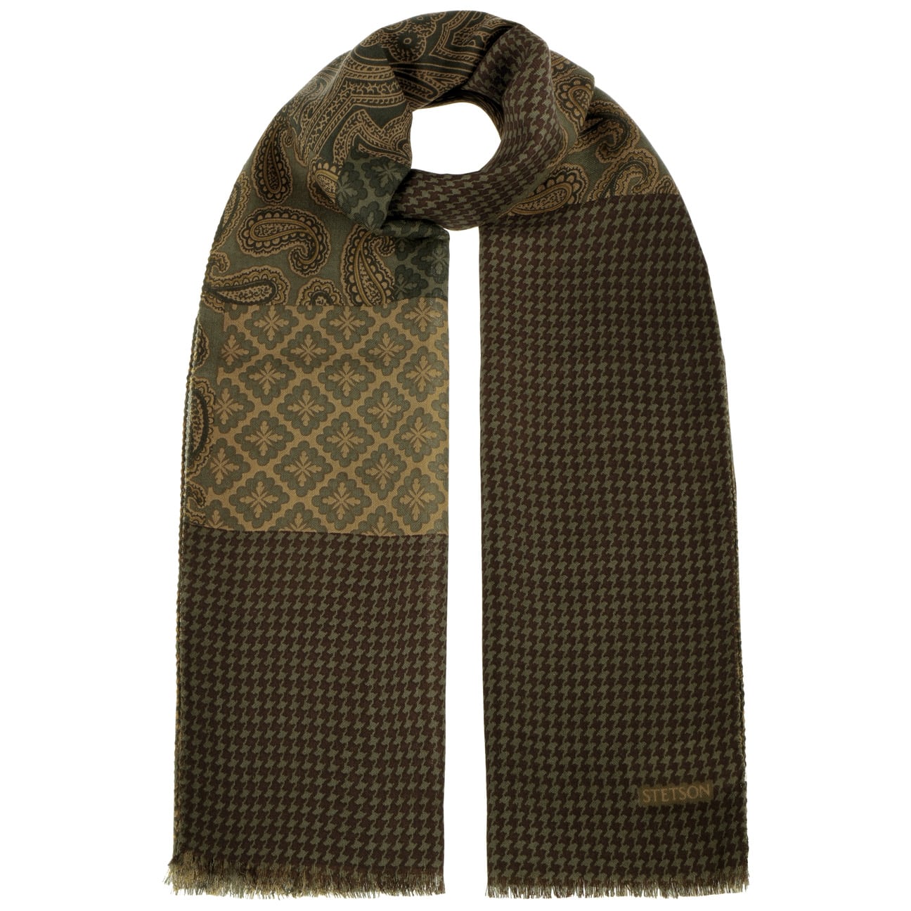 Houndstooth Paisley Mix Wool Scarf - JJ Hat Center ®