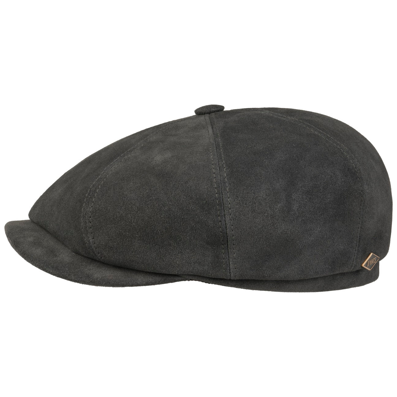 8 Panel Suede Calfskin Flat Cap