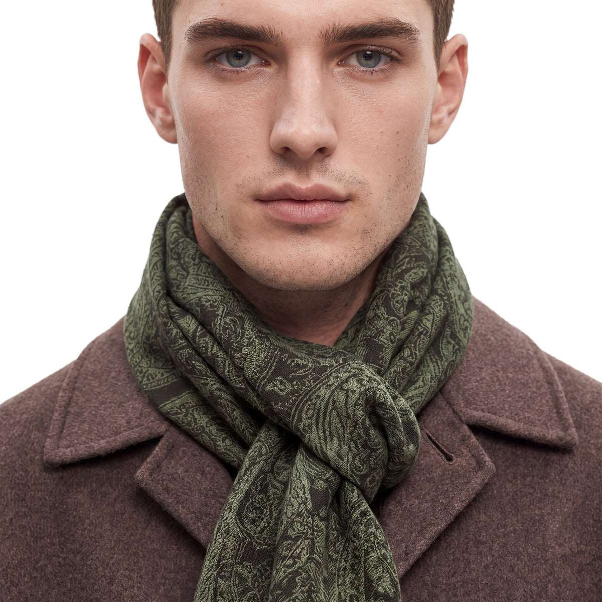 Twotone Paisley Mix Wool Scarf