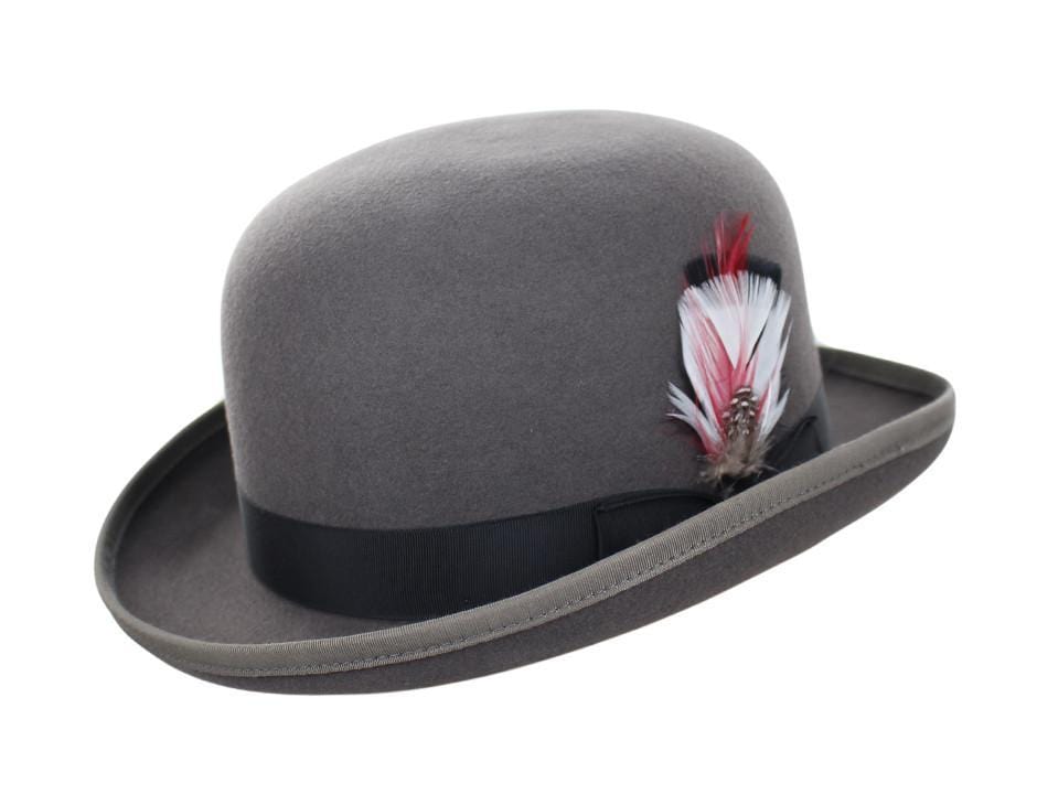 Mens 100% Wool Gray Bowler Derby Dress Hat 4745 Size M,L